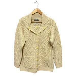Aran Crafts Cardigan Sweater 100% Merino Wool Made In Ireland Sz L NWT